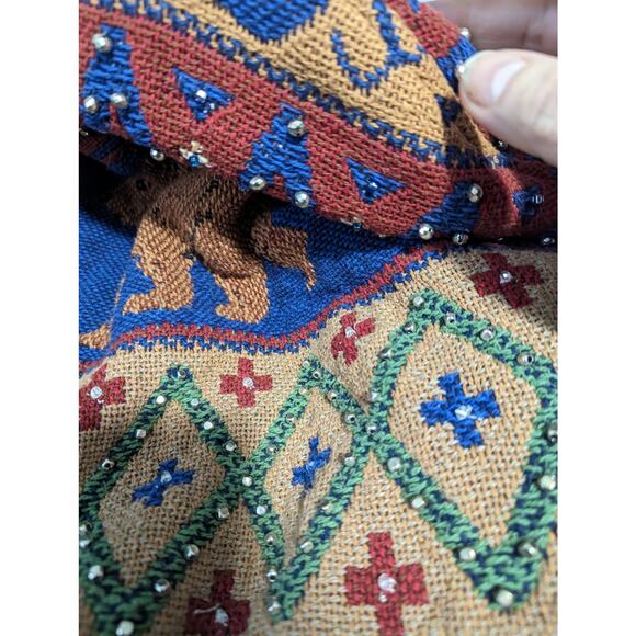 Vintage Painted Pony Tapestry Woven Blazer Cabin Moose Pattern Beaded OS - Picture 7 of 9